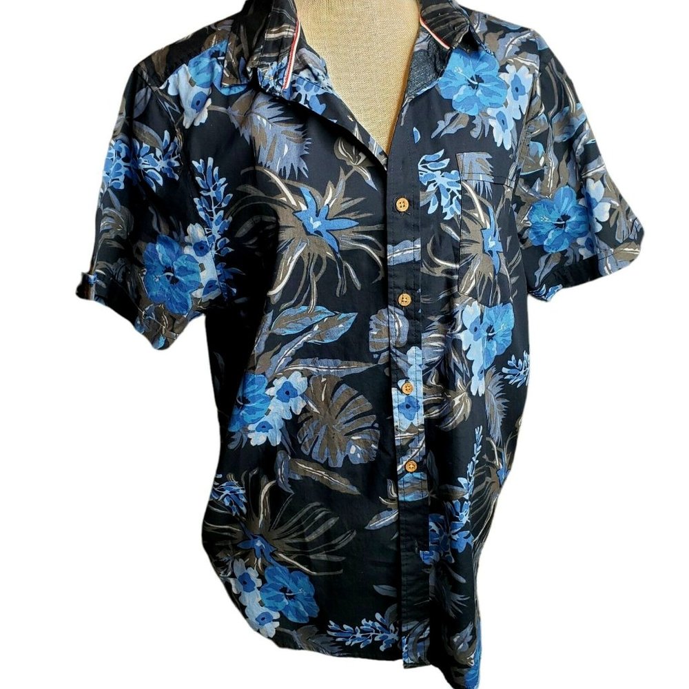 Iron Co Short Sleeve Button Front Island Floral  Shirt Size L